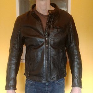 REV'IT "Flatbush Vintage" Leather Motorcycle Jacket- Black Men's EUR 50